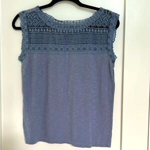 Loft Sleeveless Lace Necklace Top